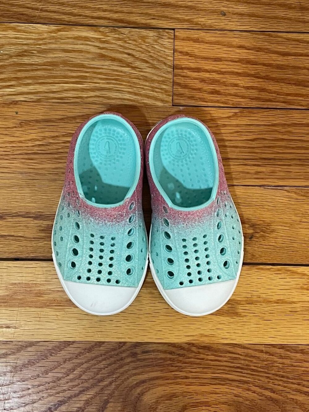 Native Jefferson Bio-Bling Toddler Shoes, Pink/Blue, Size 5 - Picture 2 of 10